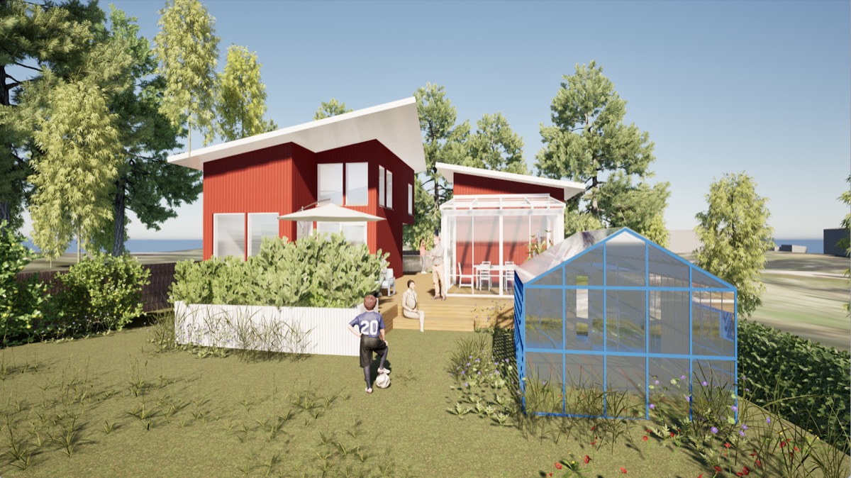 Siirtolapuutarhamökki puutarhanäkymä