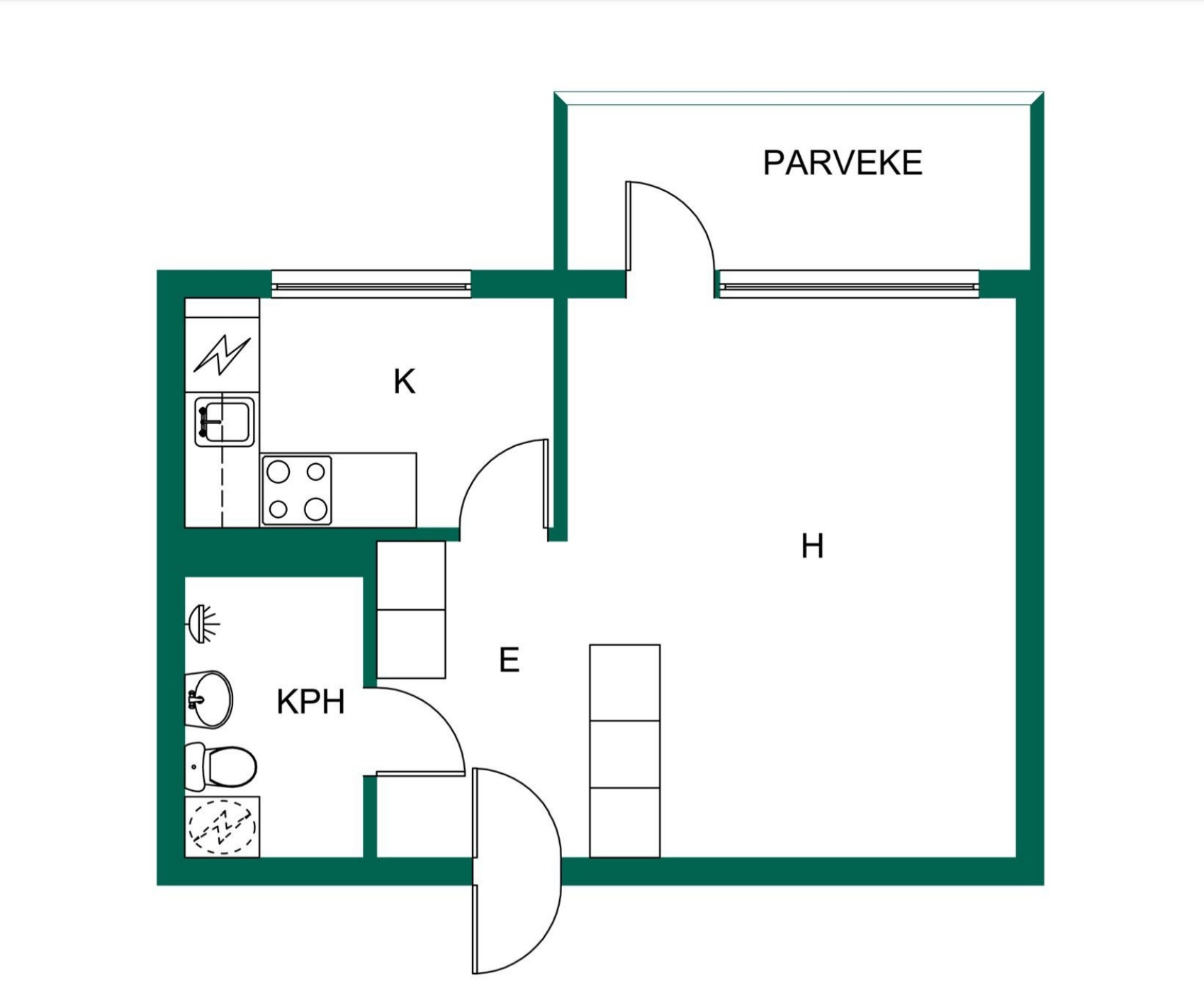 Yksiö pohjapiirustus